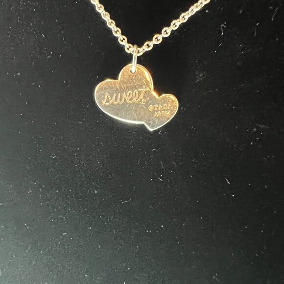 Authentic Tiffany & Co. Sweet Heart Double Hearts Charm Silver Necklace - Picture 6 of 7